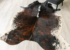 Dark White Spine Belly Brindle Cowhide Rug (Size: 230 X 190 CM) CHR1871