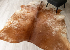 Salt Pepper Brown & White Cowhide Rug (Size: 230 X 210 CM) CHR1828