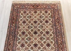Oriental Agra Hand-Knotted Floral Wool Hallway Runner Rug – 90 x 160 cm