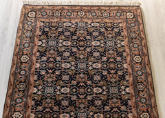 Oriental Agra Hand-Knotted Floral Wool Hallway Runner Rug – 95 x 170 cm
