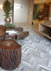 stitched patchwork cowhide rug Australia