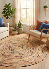 Multi Shade Handmade Jute Round Rug