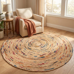 Multi Shade Handmade Jute Round Rug
