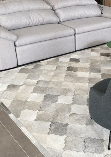 stitched patchwork cowhide rug Australia