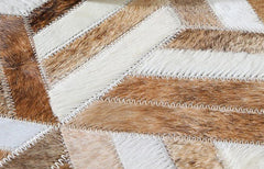Tricolor Stripes Cowhide Patchwork Rug