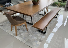 Light Grey Block Cowhide Patchwork Rug
