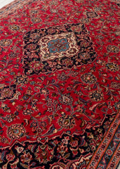 Vintage Kashan Hand-Knotted Wool Persian Rug (Size: 180 X 275 CM)
