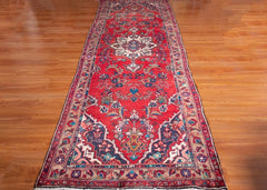 Vintage Hamadan Hand-Knotted Persian Wool Runner Rug