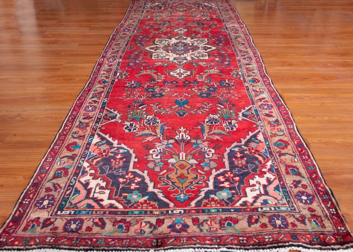 Vintage Hamadan Hand-Knotted Persian Wool Runner Rug