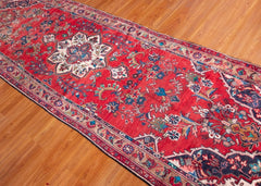 Vintage Hamadan Hand-Knotted Persian Wool Runner Rug
