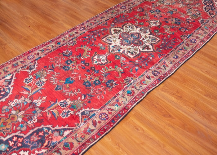 Vintage Hamadan Hand-Knotted Persian Wool Runner Rug
