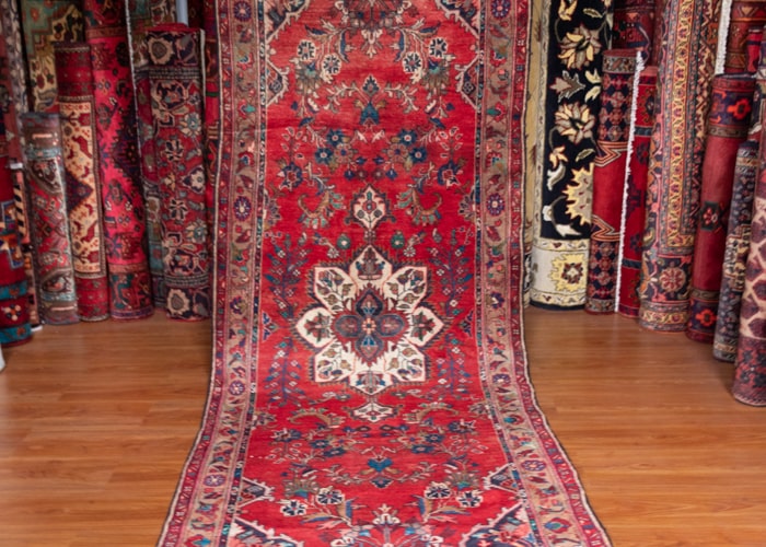 Vintage Hamadan Hand-Knotted Persian Wool Runner Rug