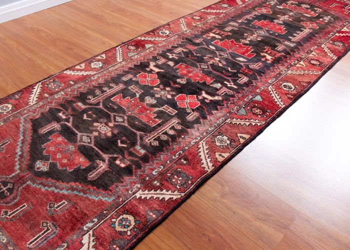 Vintage Zanjan Hand-Knotted Persian Wool Runner Rug