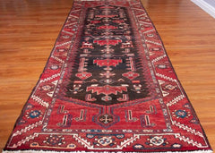 Vintage Zanjan Hand-Knotted Persian Wool Runner Rug