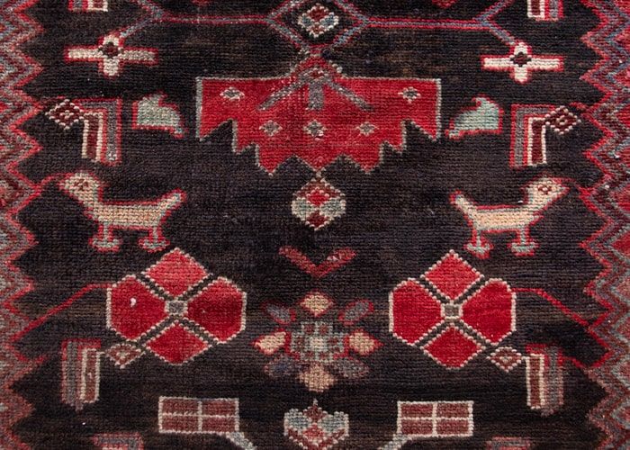 Vintage Zanjan Hand-Knotted Persian Wool Runner Rug