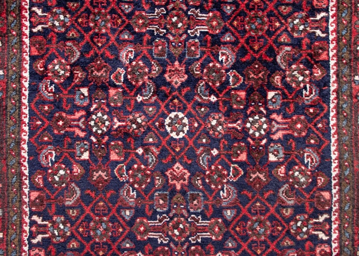 Vintage Hamadan Hand-Knotted Persian Wool Runner Rug