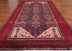 Vintage Baluch Hand-Knotted Wool Persian Rug
