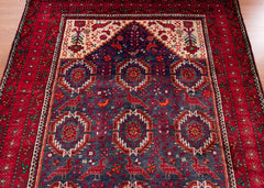 Vintage Baluch Hand-Knotted Wool Persian Rug