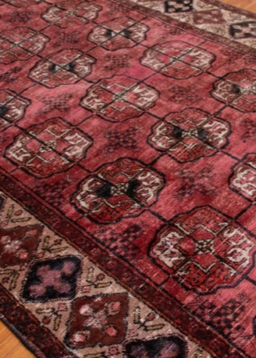 Vintage Baluch Torkman Hand-Knotted Wool Persian Rug