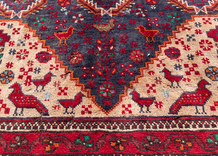 Vintage Baluch Hand-Knotted Wool Persian Rug