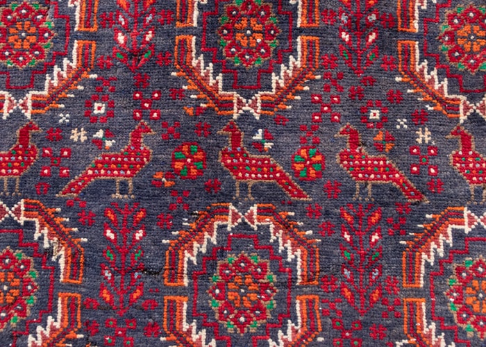 Vintage Baluch Hand-Knotted Wool Persian Rug