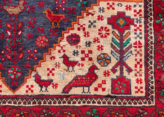 Vintage Baluch Hand-Knotted Wool Persian Rug