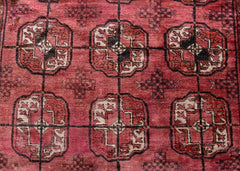 Vintage Baluch Torkman Hand-Knotted Wool Persian Rug