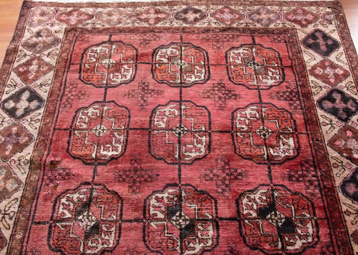 Vintage Baluch Torkman Hand-Knotted Wool Persian Rug