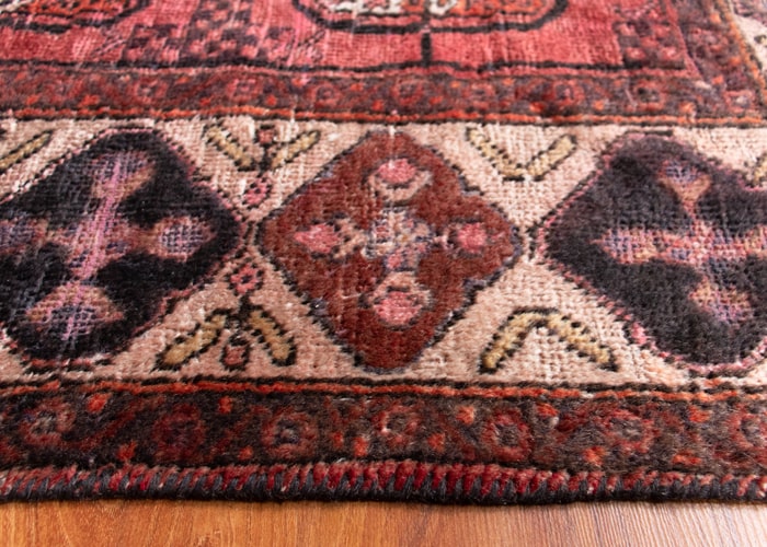 Vintage Baluch Torkman Hand-Knotted Wool Persian Rug