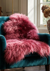 rose red sheepskin rug