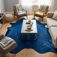 royal blue cowhide in modern lounge