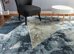 Blue And Grey Geometrical Style Area Rug