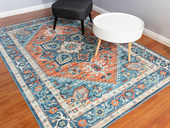 Orange And Blue Vintage Area Rug