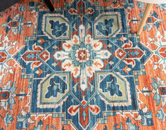 Orange And Blue Vintage Area Rug