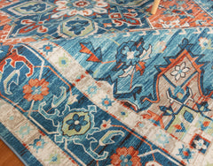 Orange And Blue Vintage Area Rug