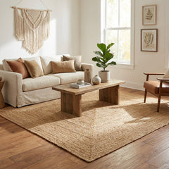 Square Natural Plain Handmade Jute Rug