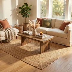 Square Natural Plain Handmade Jute Rug