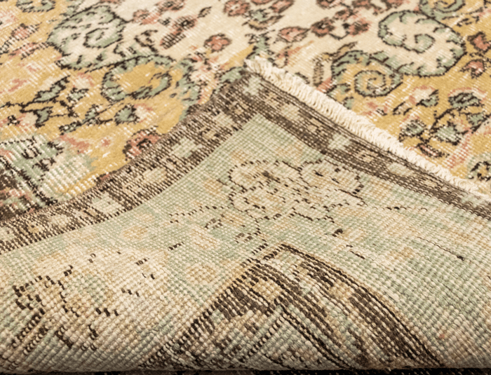 Vintage Hand-Knotted Distressed Turkish Rug