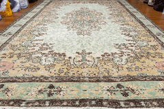 Vintage Hand-Knotted Distressed Turkish Rug