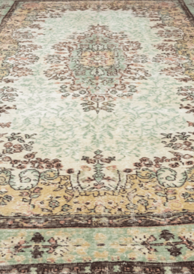 Vintage Hand-Knotted Distressed Turkish Rug