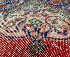 Vintage Hand-Knotted Distressed Turkish Rug