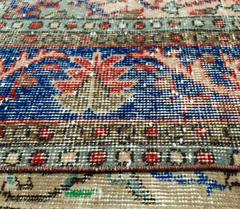 Vintage Hand-Knotted Distressed Turkish Rug