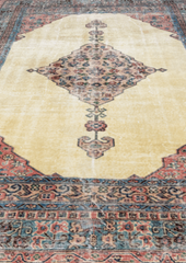 Vintage Hand-Knotted Distressed Turkish Rug