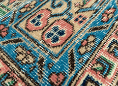 Vintage Hand-Knotted Distressed Turkish Rug
