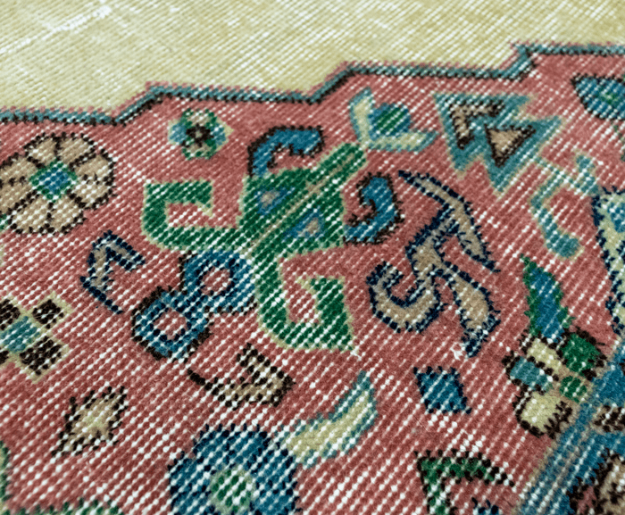 Vintage Hand-Knotted Distressed Turkish Rug