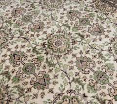 Vintage Hand-Knotted Distressed Turkish Rug