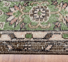 Vintage Hand-Knotted Distressed Turkish Rug