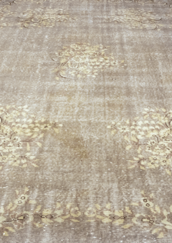 Vintage Hand-Knotted Distressed Turkish Rug