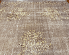 Vintage Hand-Knotted Distressed Turkish Rug