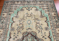 Vintage Hand-Knotted Distressed Turkish Rug